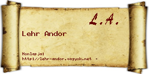 Lehr Andor névjegykártya